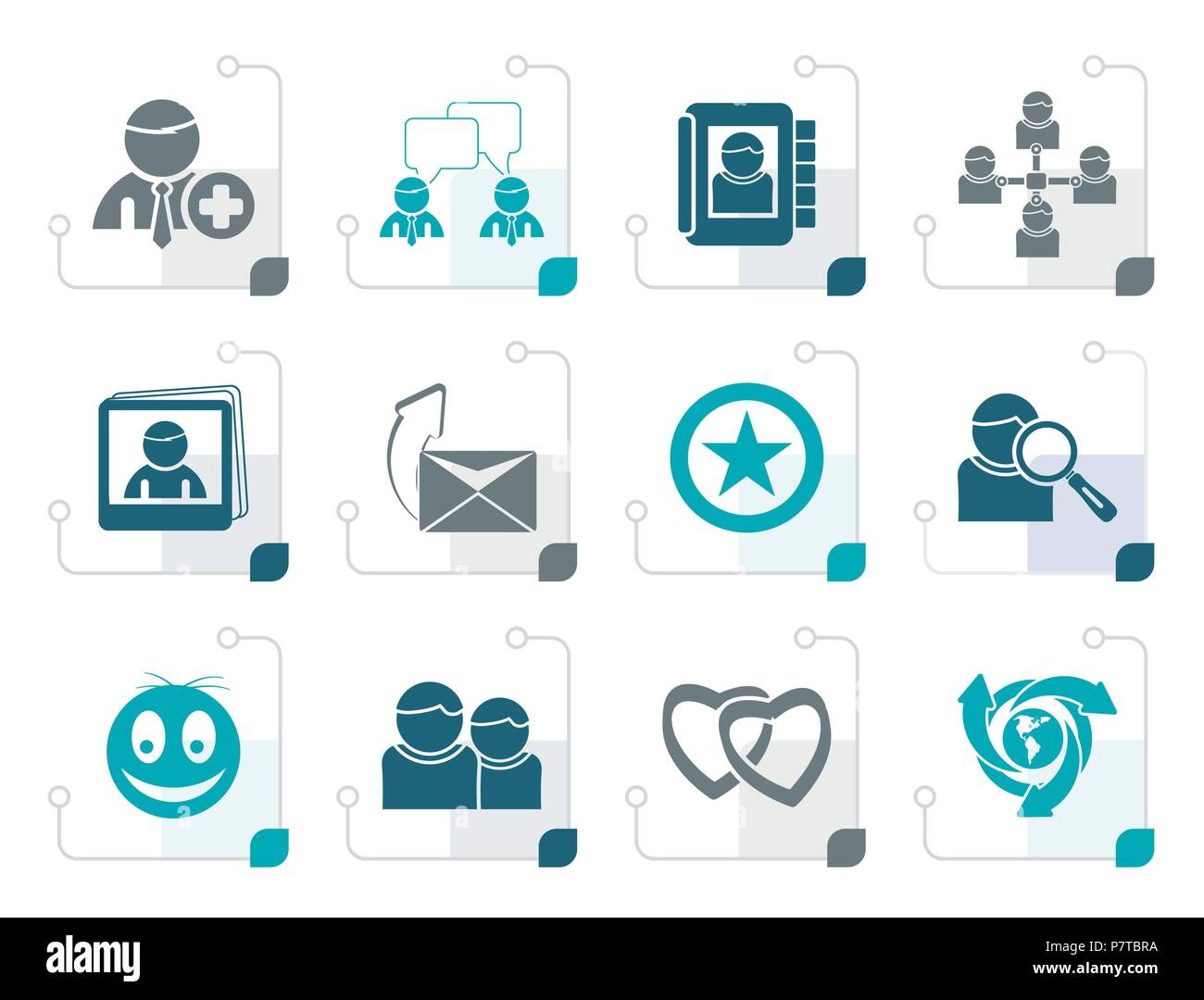 Stylized Internet Community and Social Network Icons - vector icon set ...