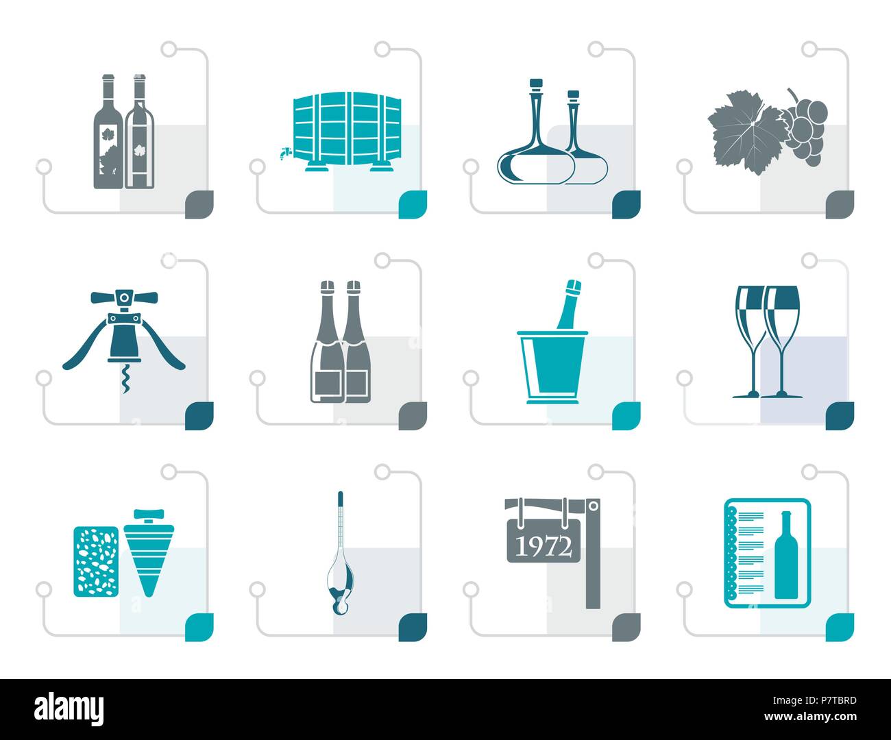 Stylized Wine and drink Icons - Vector Icon Set Stock Vector Image ...