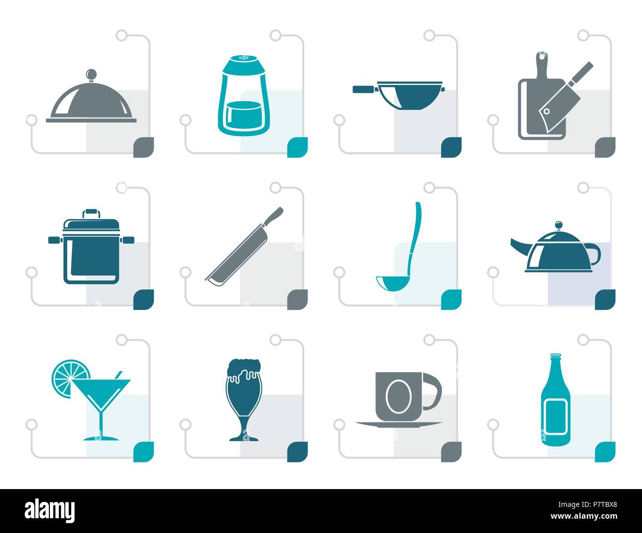 Stylized Restaurant, cafe, food and drink icons - vector icon set Stock ...
