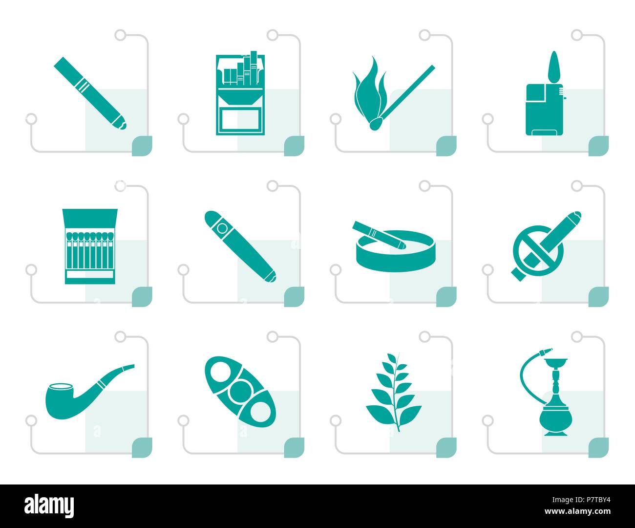 Stylized Smoking and cigarette icons - vector icon set Stock Vector