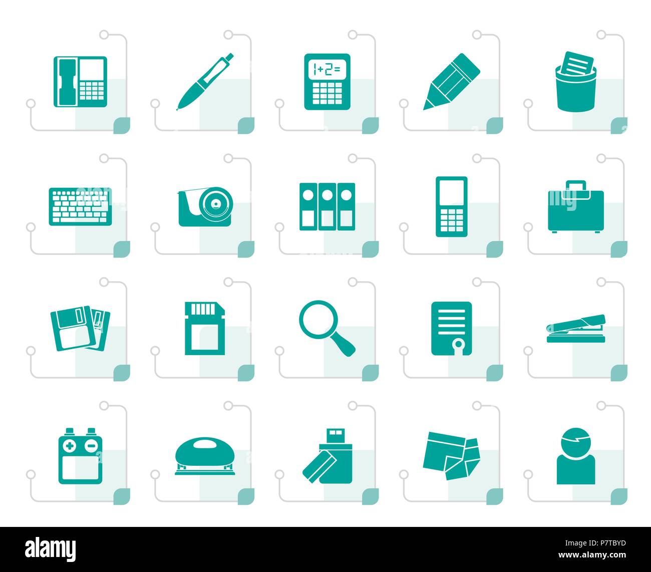 Stylized Office tools Icons - vector icon set 3 Stock Vector Image ...