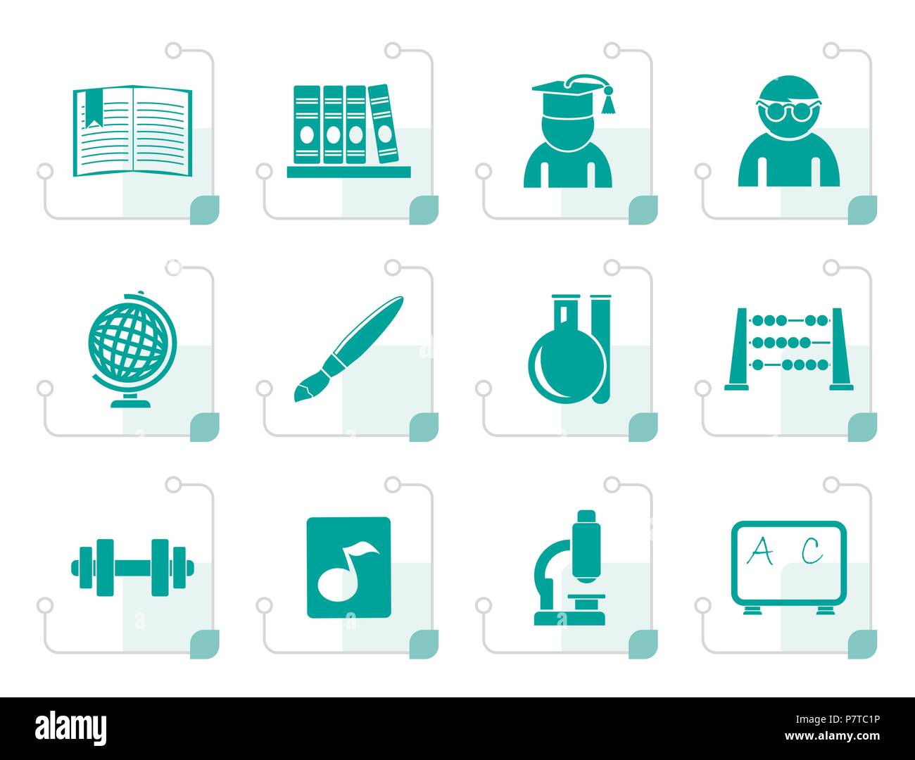 Stylized school and education icons - vector icon set Stock Vector