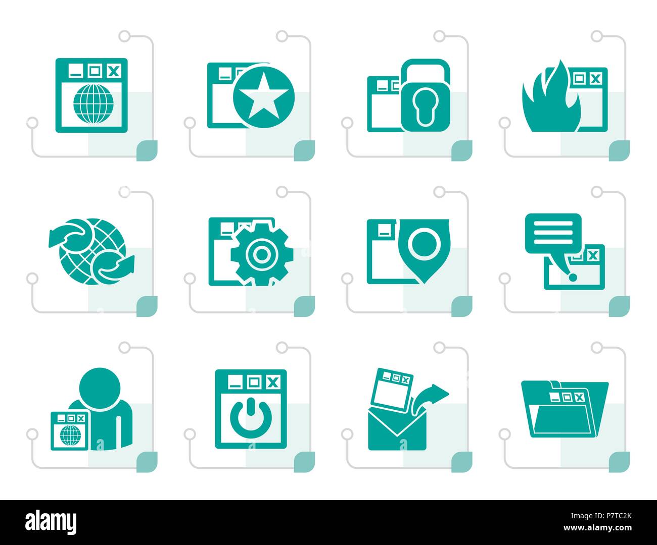 Stylized Internet, website and  Security Icons - vector icon set Stock Vector