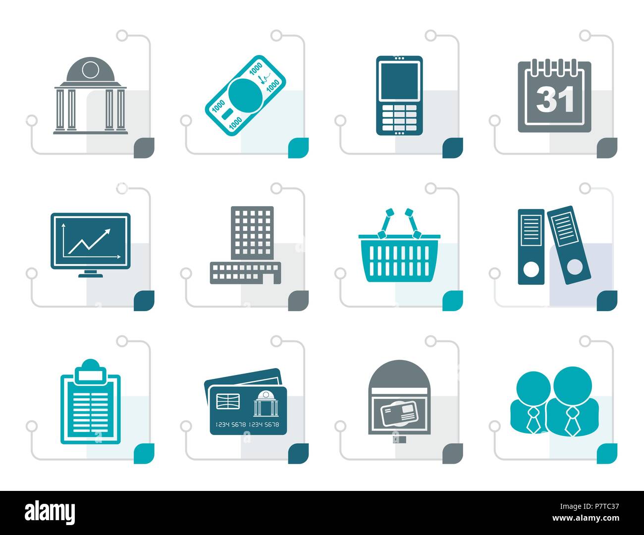 Stylized Business and finance icons - vector icon set Stock Vector ...