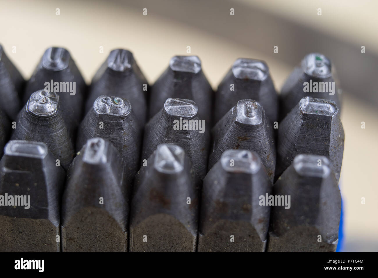 Metal stamps for stamping numbers and letters in metal. Embossed digits