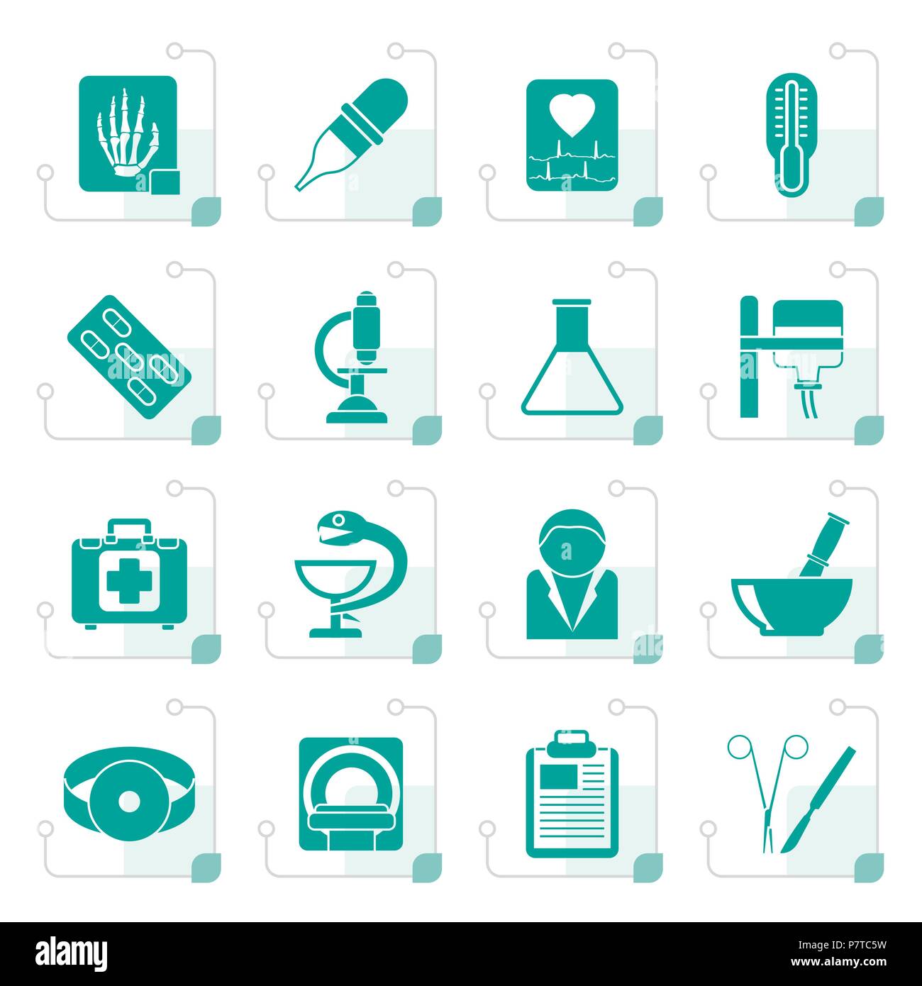 Stylized Healthcare and Medicine icons - vector icon set Stock Vector ...