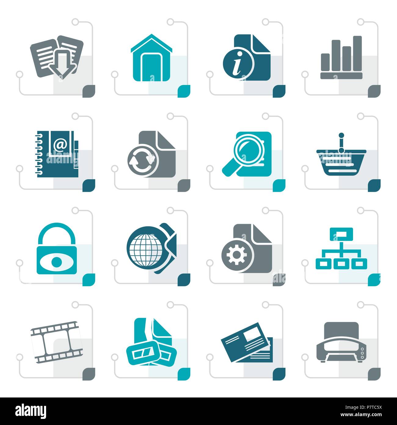 Stylized Web Site and Internet icons - vector icon set Stock Vector ...