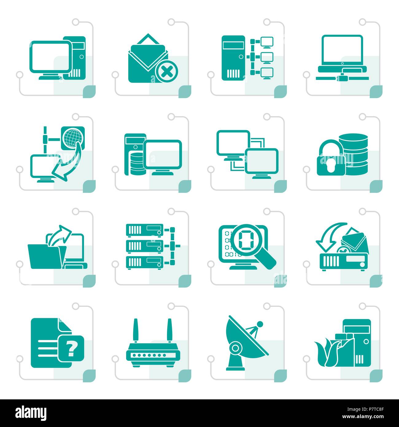 Stylized Computer Network and internet icons - vector icon set Stock Vector  Image & Art - Alamy