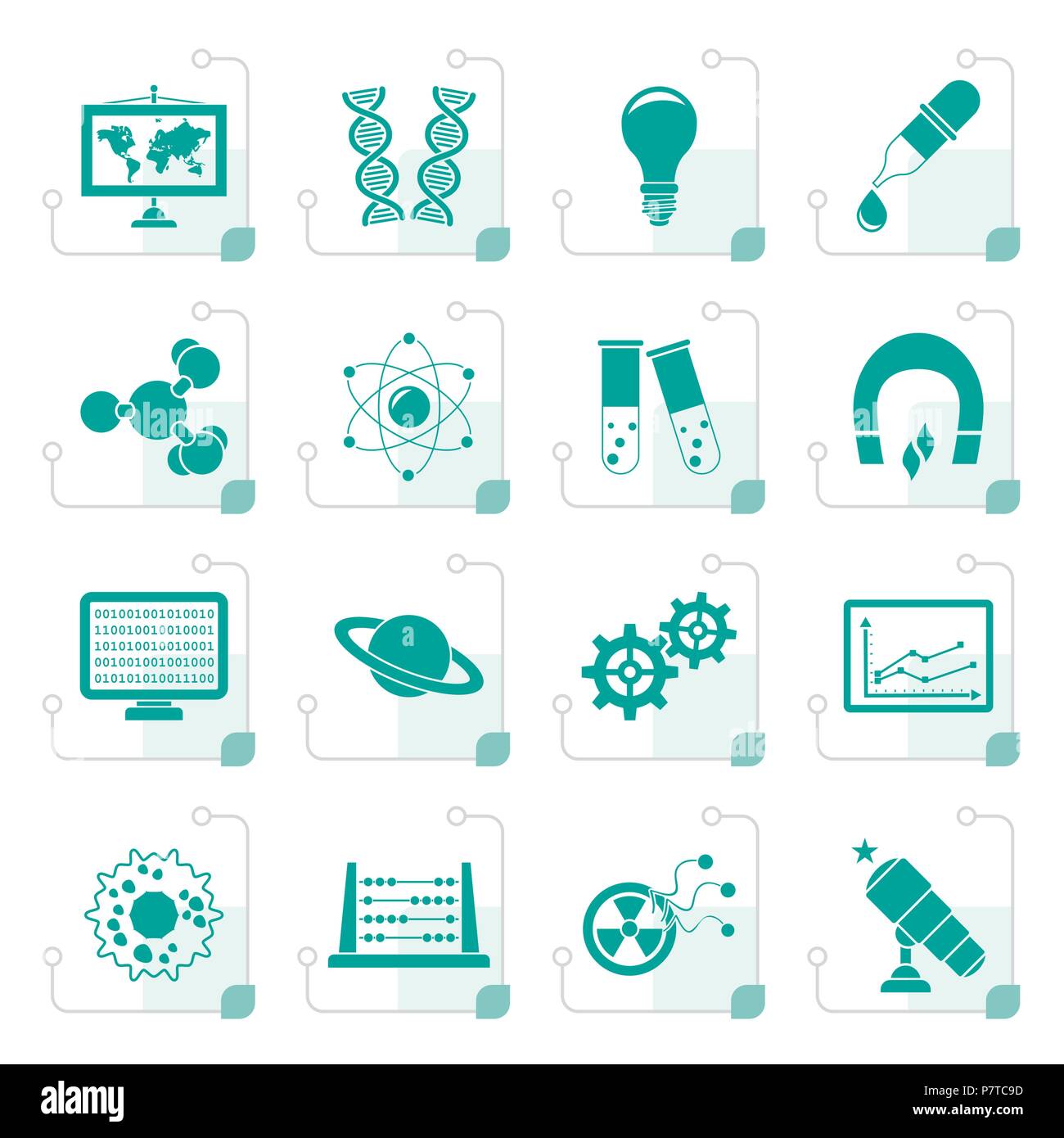 Stylized science, research and education Icons - Vector Icon set Stock Vector