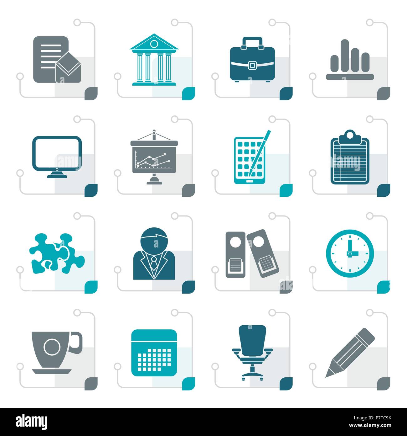 Stylized Business and office icons - vector icon set Stock Vector