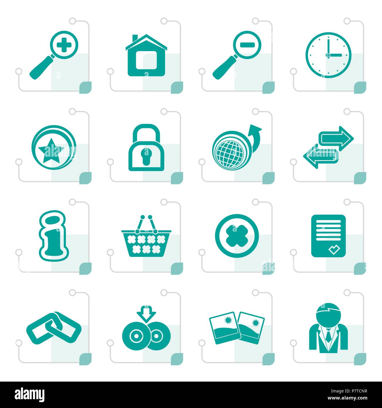 Stylized Web Site and Internet icons - vector icon set Stock Vector