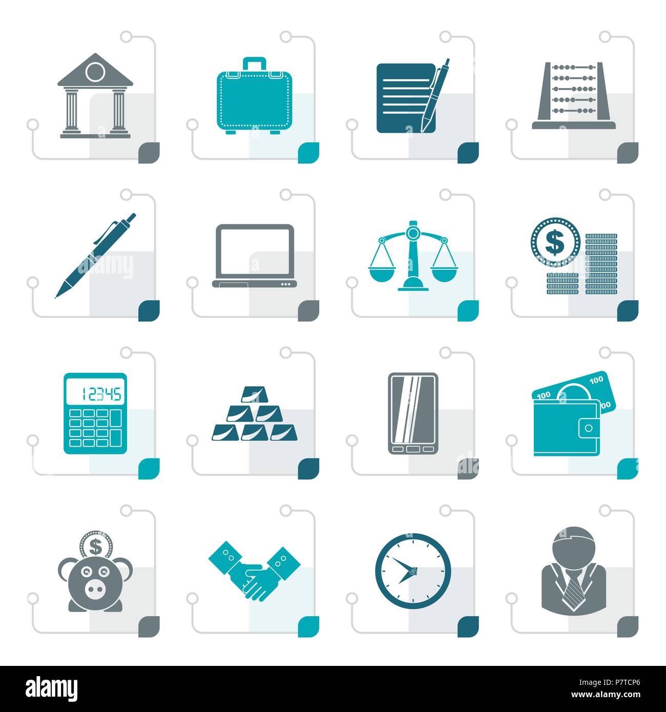 Stylized Business and office icons - vector icon set Stock Vector Image ...