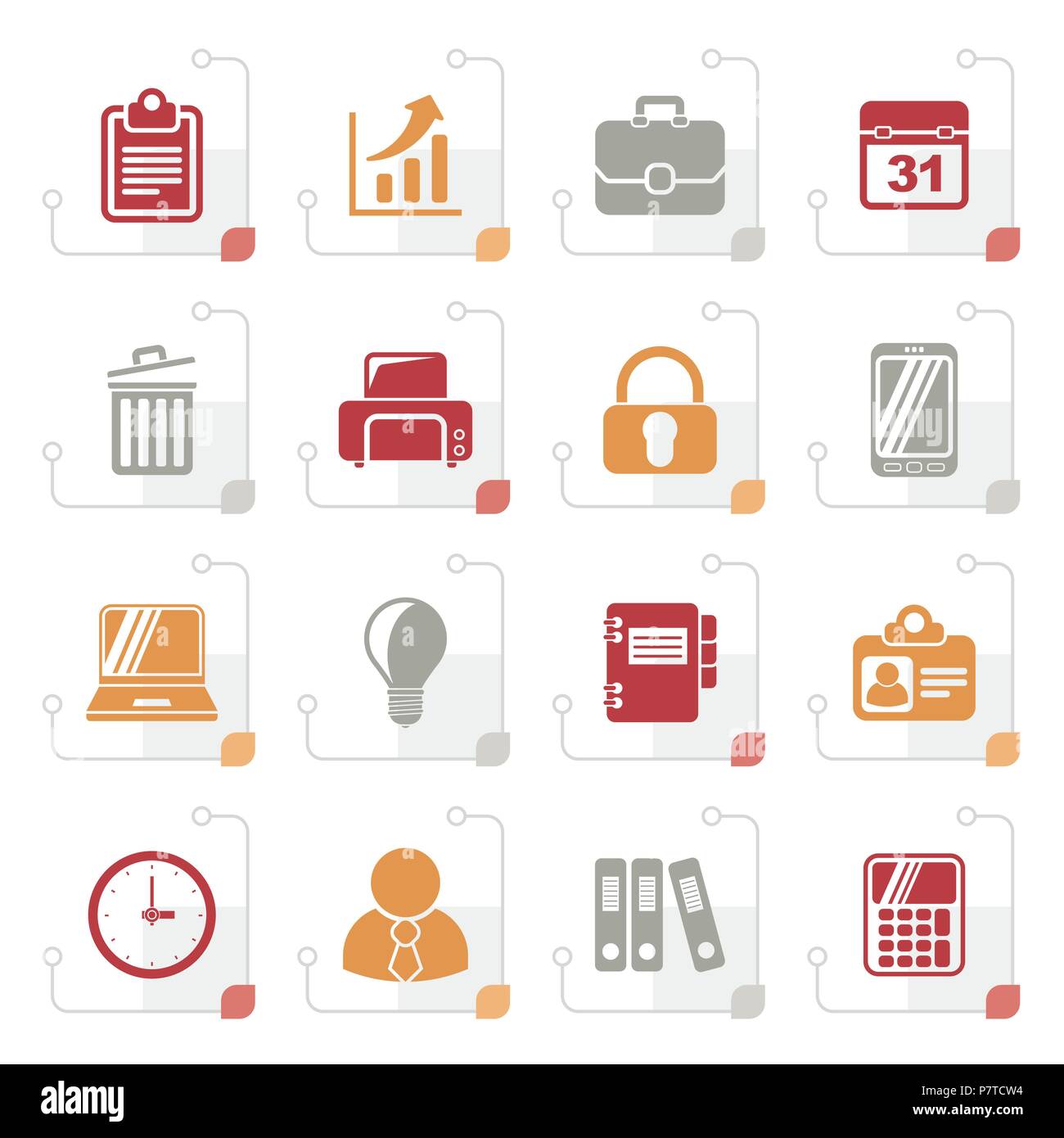 Stylized Business and office icons - vector icon set Stock Vector
