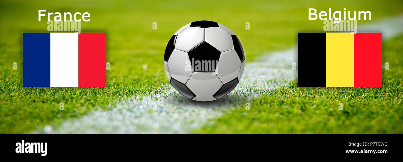 Semifinal championship france vs. belgium , banner, flag Stock Photo