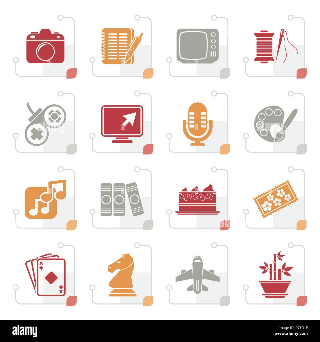 Stylized Hobbies and leisure Icons - vector icon set Stock Vector Image ...