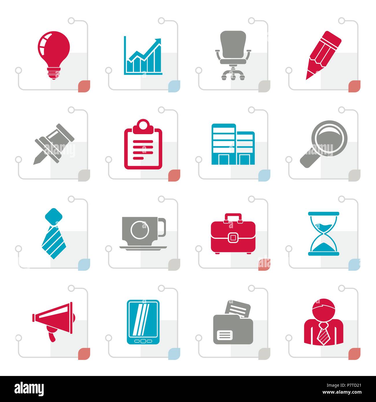 Stylized Business and office icons - vector icon set Stock Vector