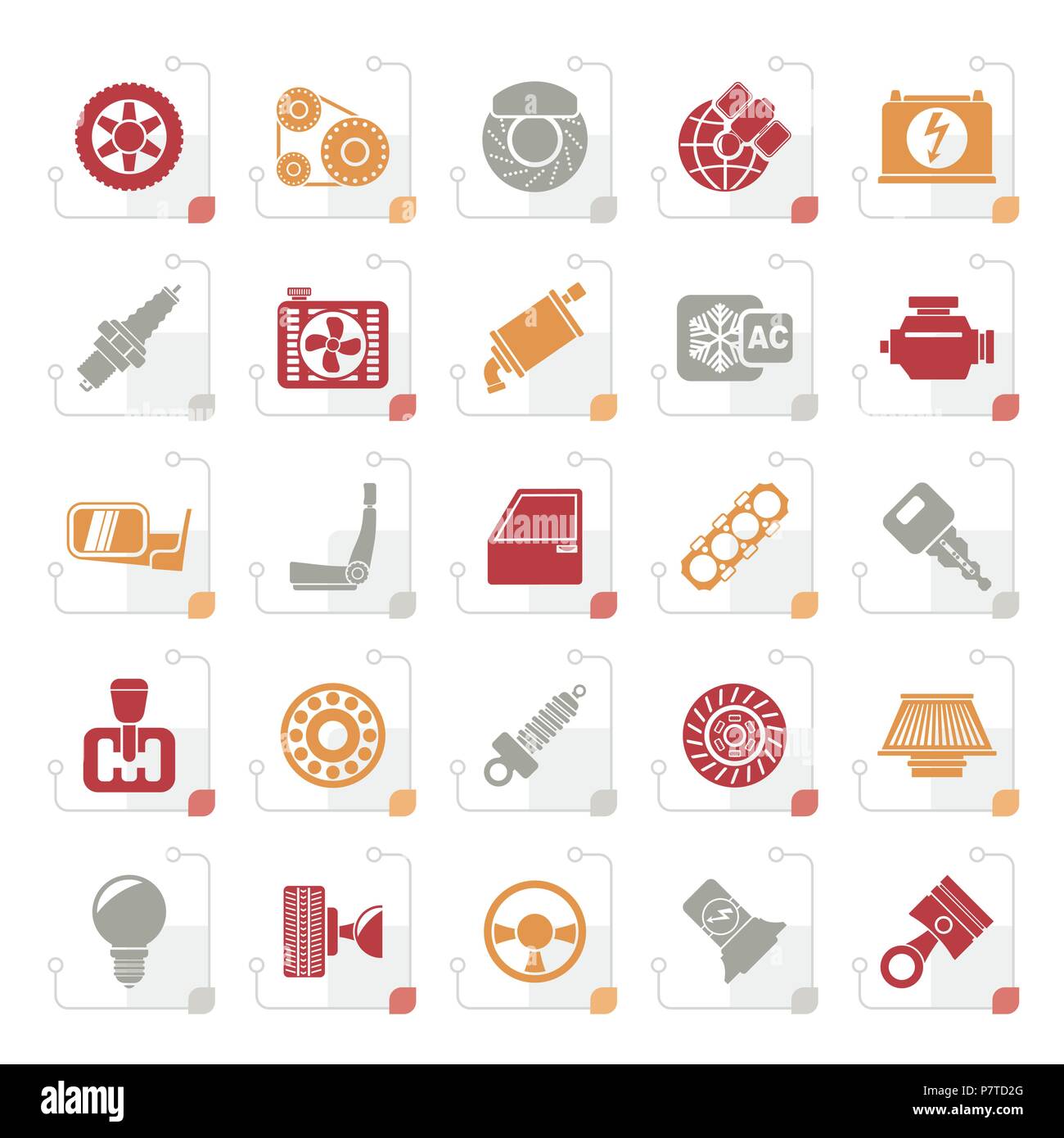 Stylized Car parts and services icons - vector icon set Stock Vector ...