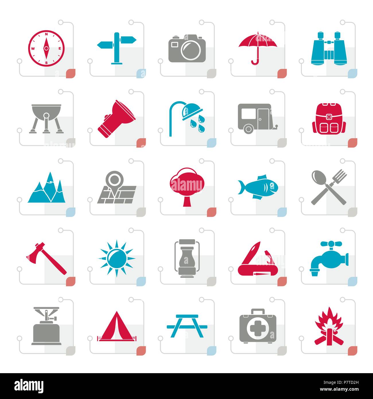 Stylized Camping and tourism icons - vector icon set Stock Vector Image ...