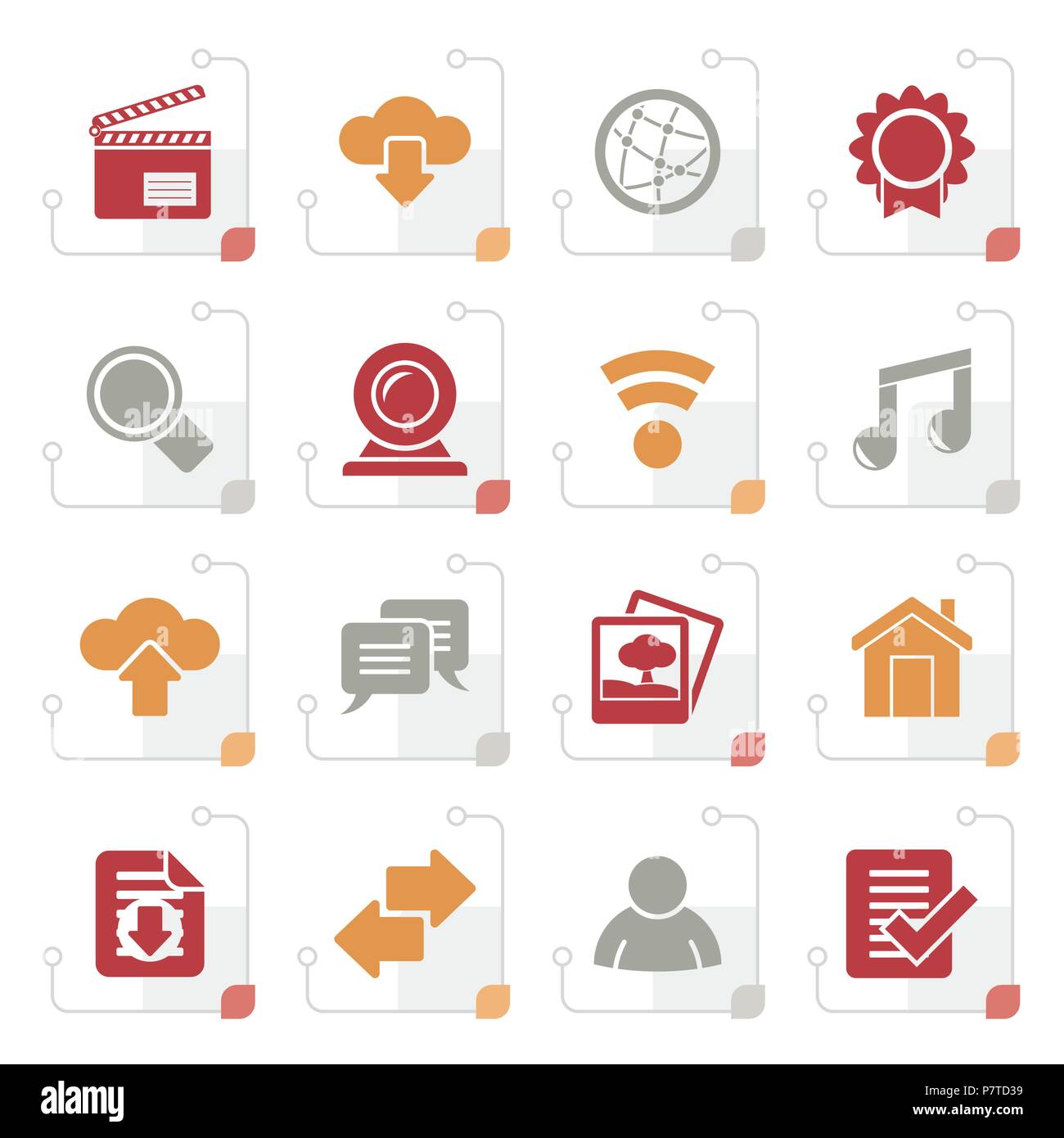Stylized Internet and website icons - vector icon set Stock Vector