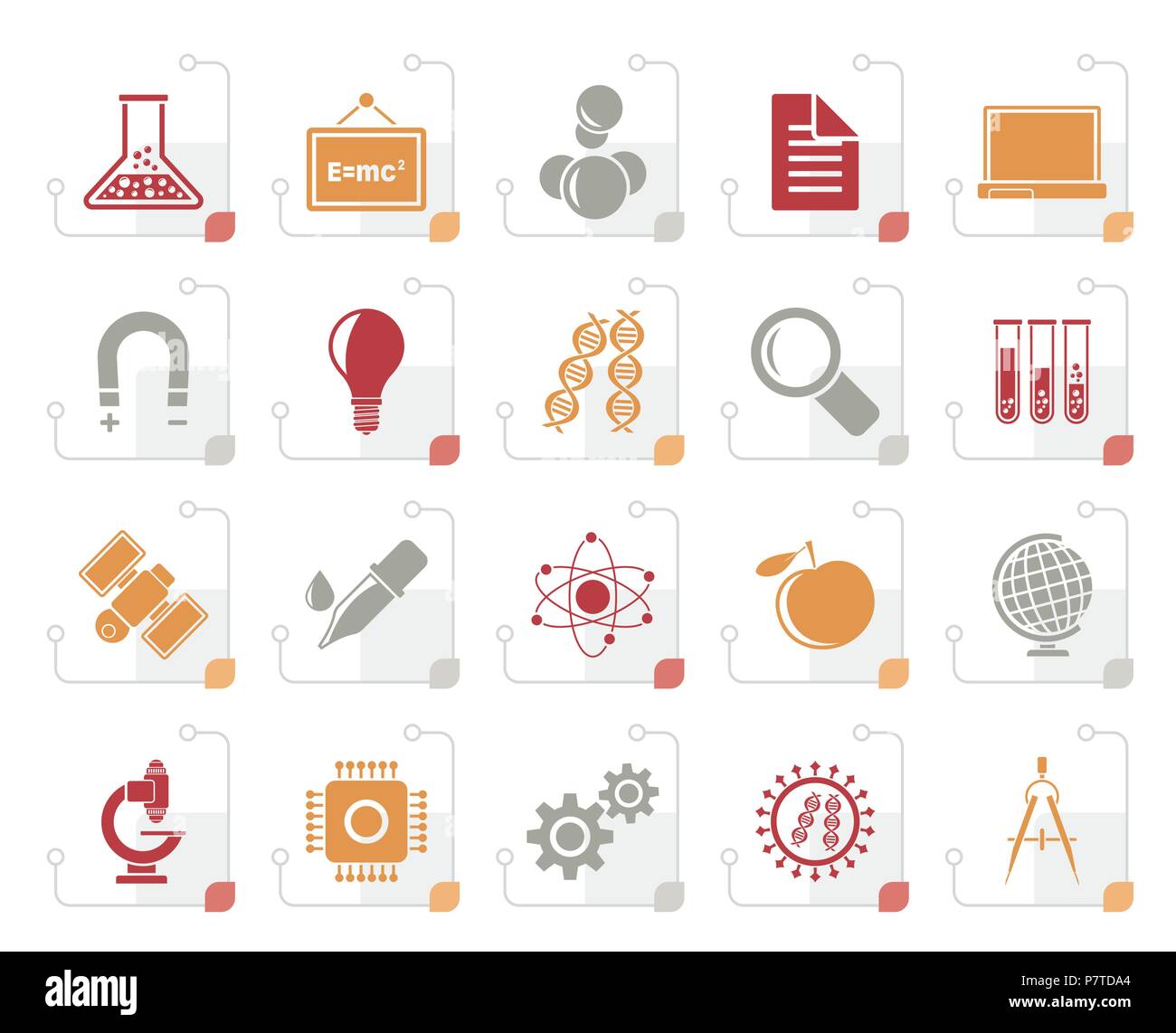 Stylized Science, Research and Education Icons - Vector Icon set Stock Vector