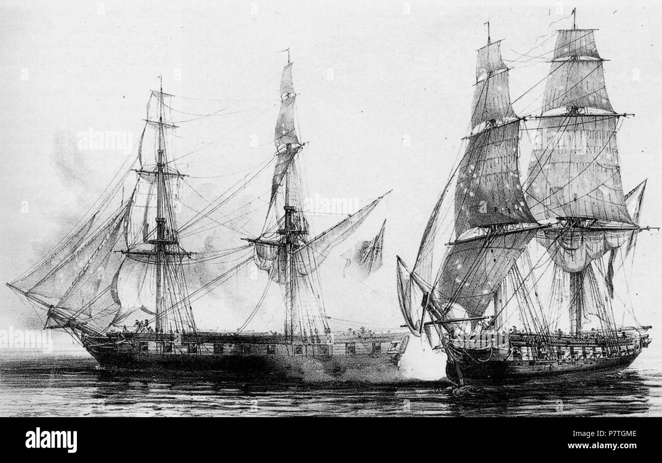 Capture of HMS Alacrity . Early 19th century 2 16439307354855 abeille Stock Photo