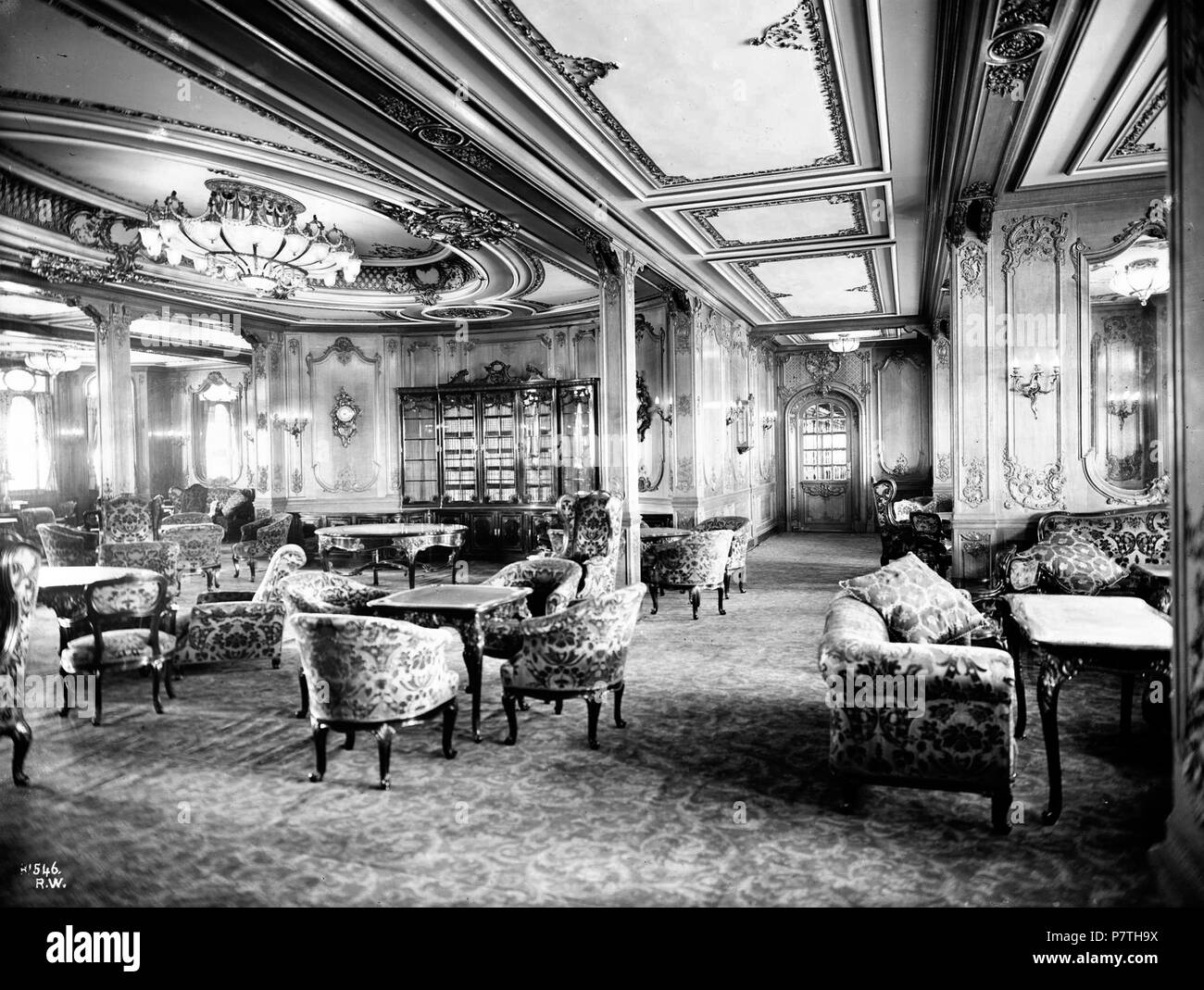 H1546 R W English The First Class Lounge Decorated In Louis Xiv Style And Inspired On The Palace Of Versailles Was A Cozy Place Where People Could Meet Have Quick Meals Talk And H1546 R W English The First Class Lounge Decorated In Louis Xiv Style And Inspired On The Palace Of Versailles Was A Cozy Place Where People Could Meet Have Quick Meals Talk And