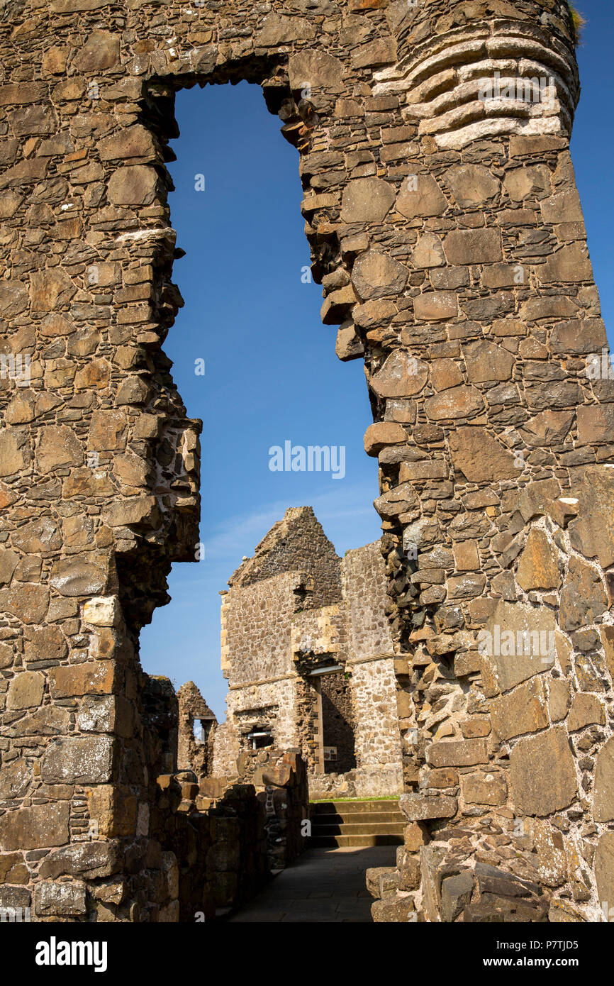 UK, Northern Ireland, Co Antrim, Dunluce Castle, Manor House through gatehouse Stock Photo