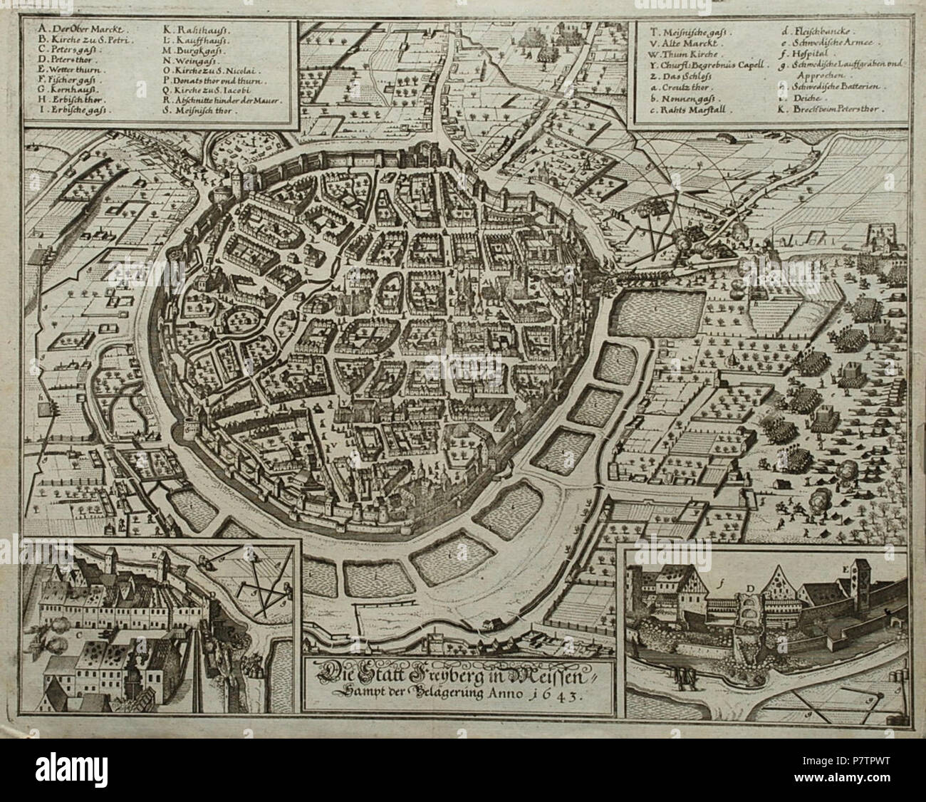 Deutsch Kupferstich 29 5 X 37 5 Cm Aus Merians D A Topographie 1650 266 Merian Freiberg Sachsen 1643 Stock Photo Alamy