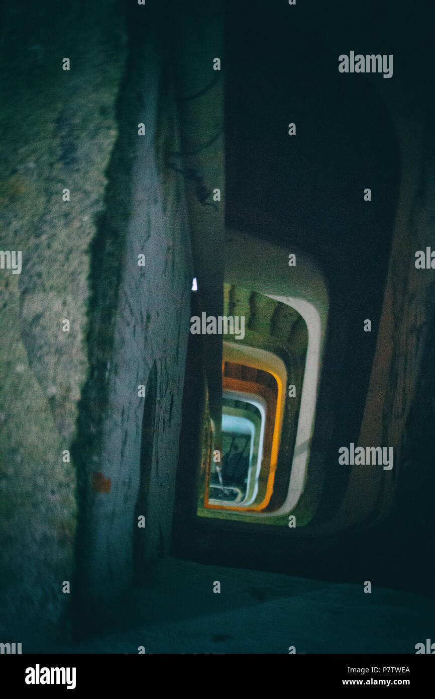 Dangerous spiral stairs in an eroded old building Stock Photo Alamy