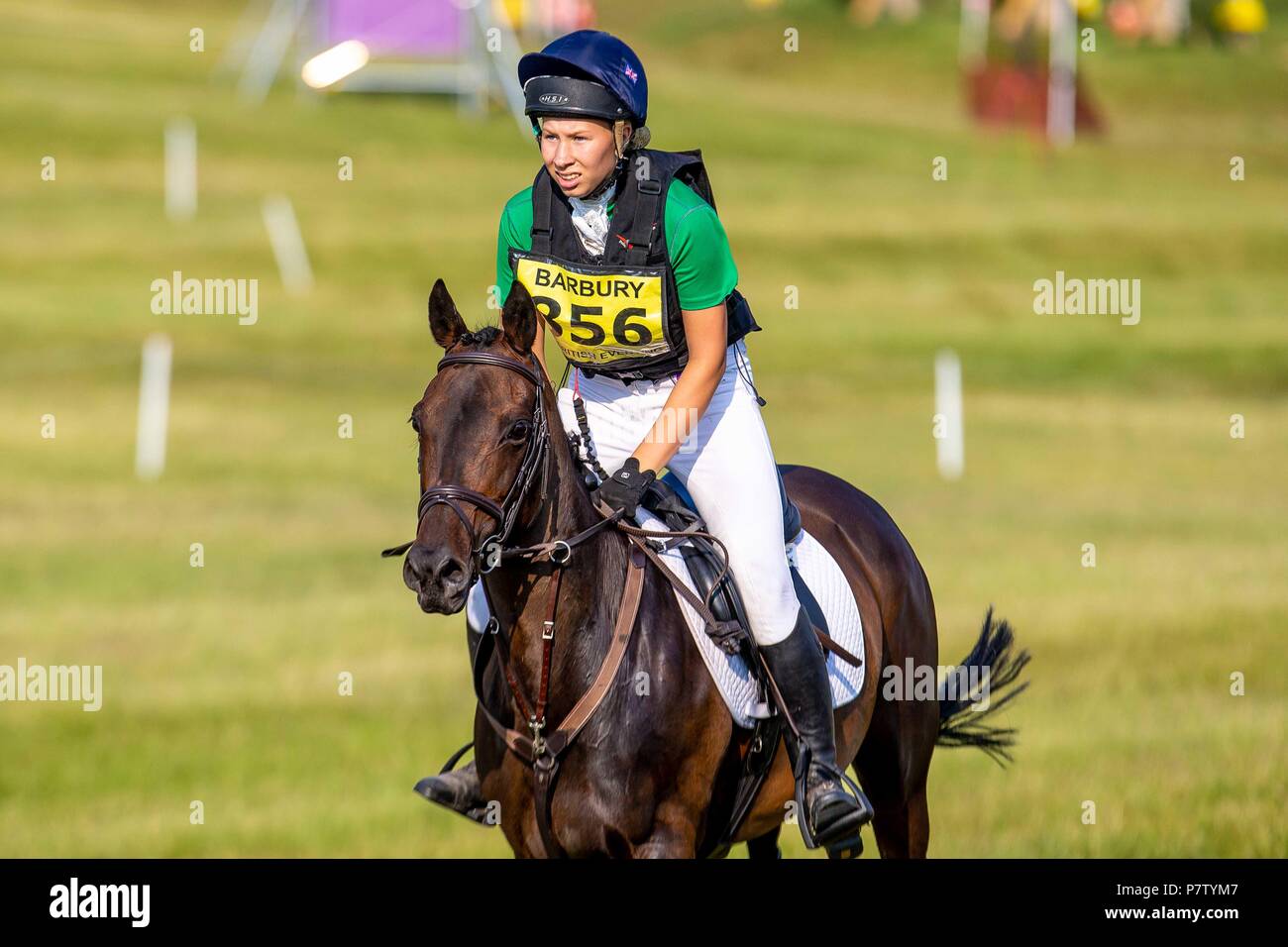 Winner. Connie Gill riding Movie Star ll. GBR. Pony Section M. St James Place Barbury Horse Trials. Horse Trials. Cross Country. Barbury Castle. Wroughton. Somerset. UK. 06/07/2018. Stock Photo