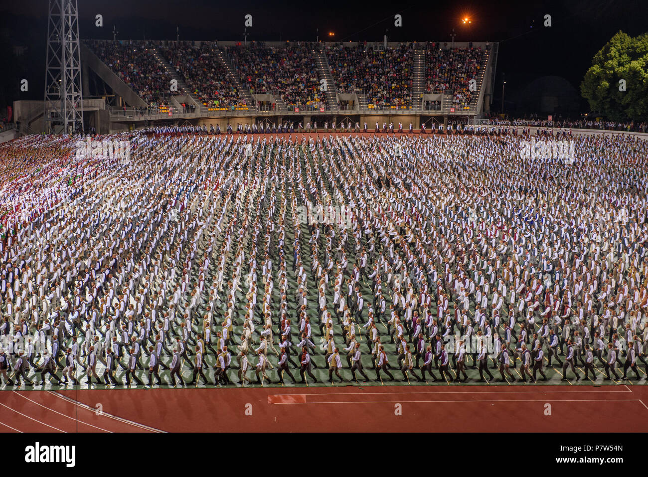 Riga, Latvia. 07th July, 2018. 07.07.2018. RIGA, LATVIA. Great Dance Concert 'Mara’s Country', during The Song and Dance Celebration. Credit: Gints Ivuskans/Alamy Live News Credit: Gints Ivuskans/Alamy Live News Stock Photo