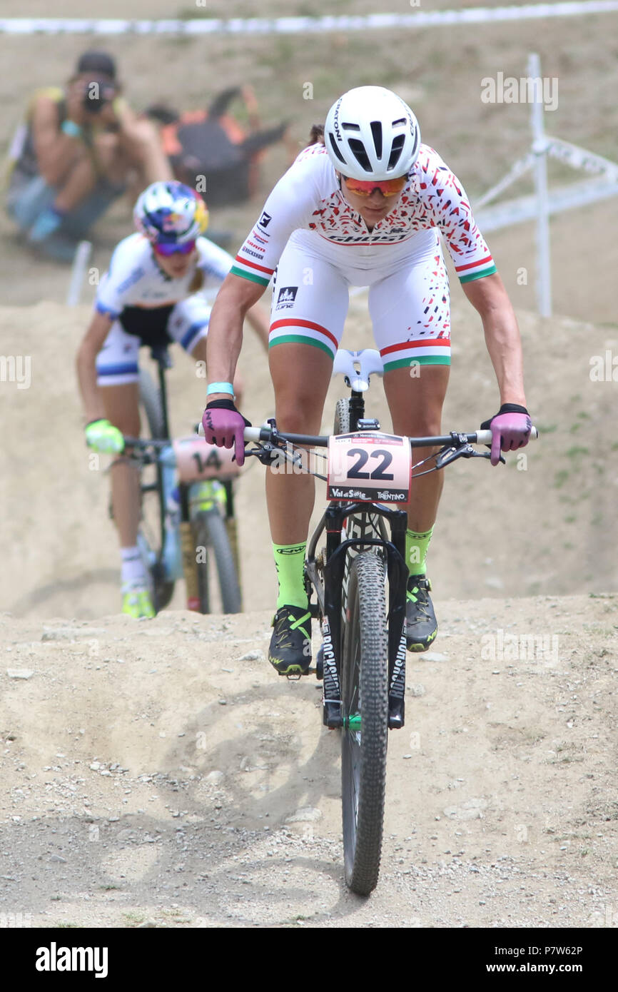 Trentino, Italy. 8 July 2018. Mercedes-Benz UCI MTB World Cup, Cross  Country, Women's Elite; Barbara
