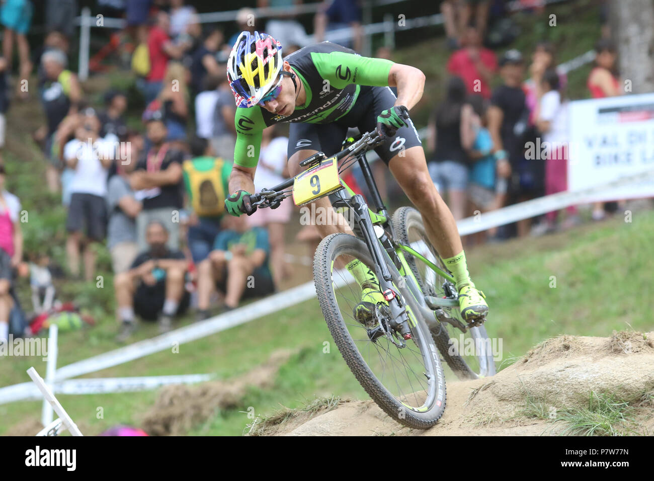 8th July 2018, Val di Sole, Trentino, Italy; Mercedes-Benz UCI MTB World  Cup, Cross Country Olympic, Mens Elite; Henrique Avancini (BRA) Credit:  Action Plus Sports Images/Alamy Live News Stock Photo - Alamy