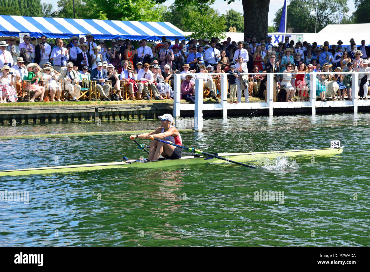 Henley-on-Thames, UK. 08th July, 2018. In the Princess Royal J.R. Gmelin from Switzerland beat Madeleine Edmunds from the Georgina Hope Rinehart National Training Centre, Australia. Again records were broken with Gmelin breaking the Fawley record by three seconds and smashing the course record by four seconds. Credit Wendy Johnson/Alamy Live News Stock Photo