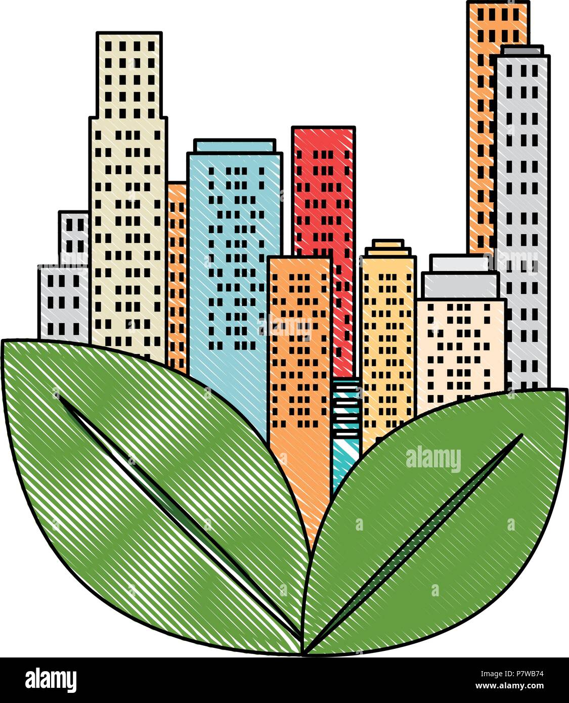 green city buildings and leafs Stock Vector Image & Art - Alamy