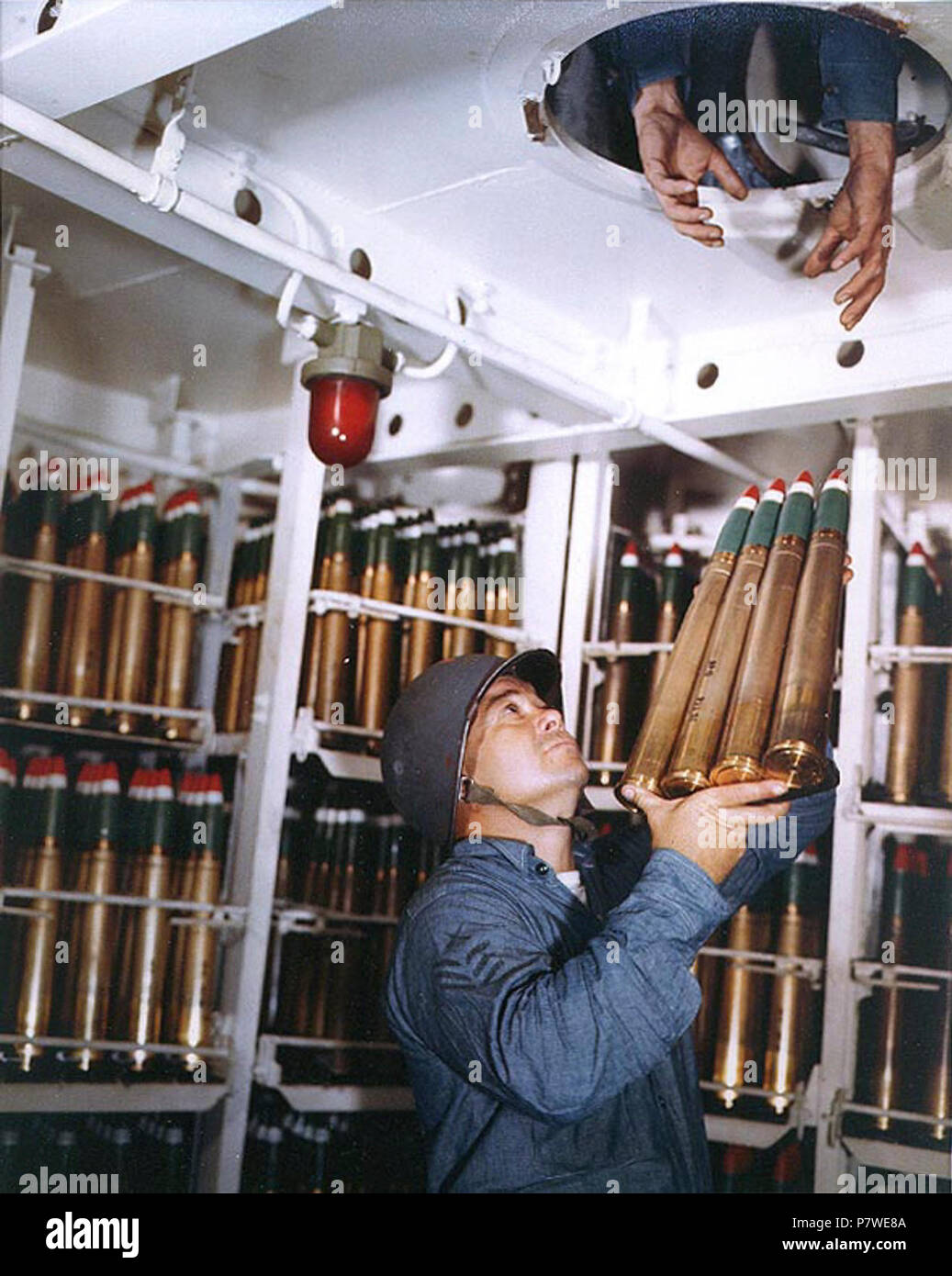 40 mm ammo aboard USS Alaska (CB1) in March 1945 Stock Photo Alamy