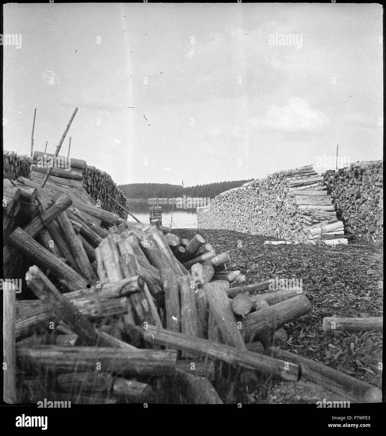 Finnland: Holz; Aufgeschichtete Holzstämme. June 1937 70 CH-NB - Finnland- Holz - Annemarie Schwarzenbach - SLA-Schwarzenbach-A-5-17-054 Stock Photo