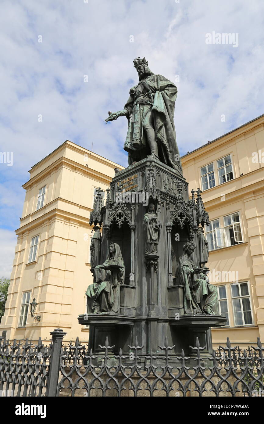 Statue of Charles IV, Knights of the Cross Square, Staré Město (Old Town), Prague, Czechia (Czech Republic), Europe Stock Photo