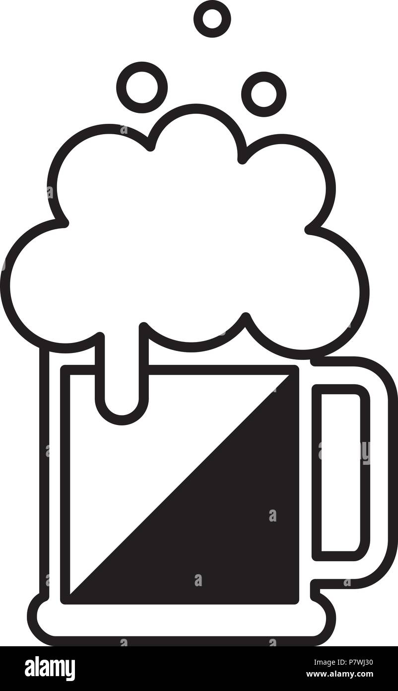 Beer mug with foam. Vector black beer icon. Symbol Template Logo. Isolated vector illustration