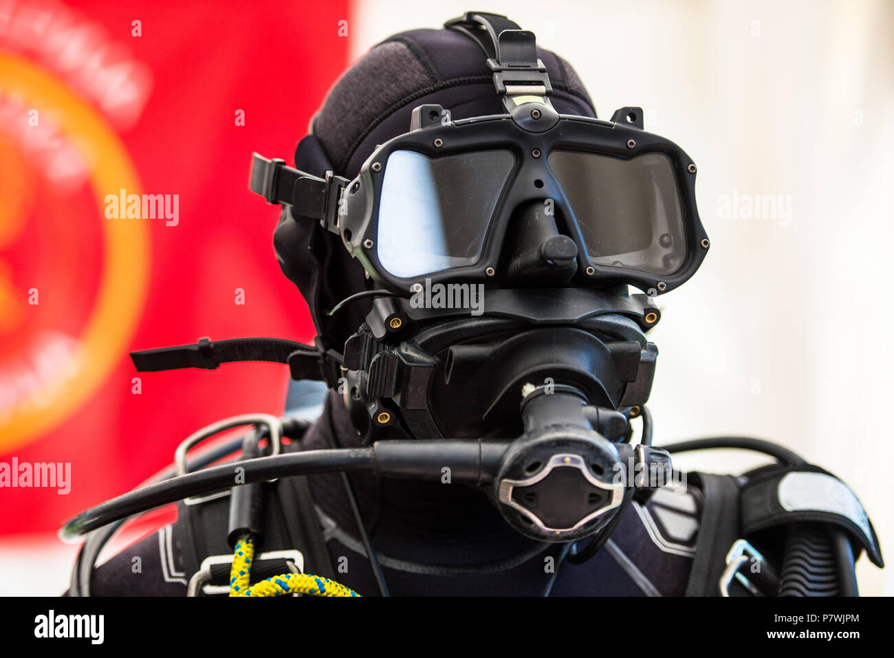 Tactical diving helmet of combat diving suit for police and army diving missions Stock Photo