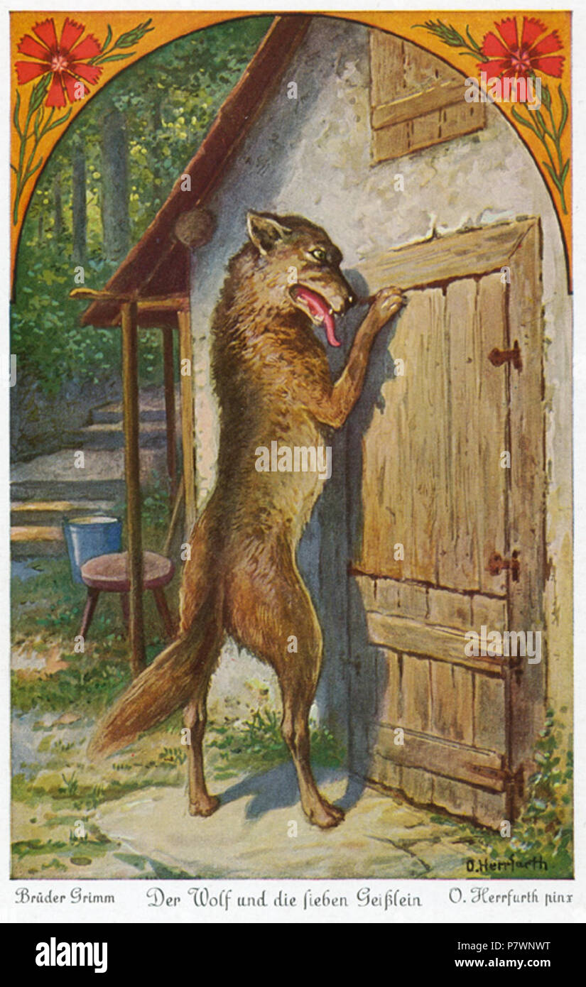 Der Wolf Und Die Sieben Geisslein Postkartenserie Nach Dem Marchen Serie Von Sechs Postkarten Der Firma