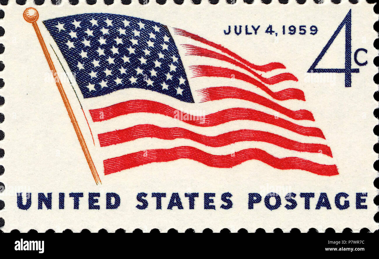 49-star Flag 4c 1959 issue U.S. stamp Stock Photo - Alamy