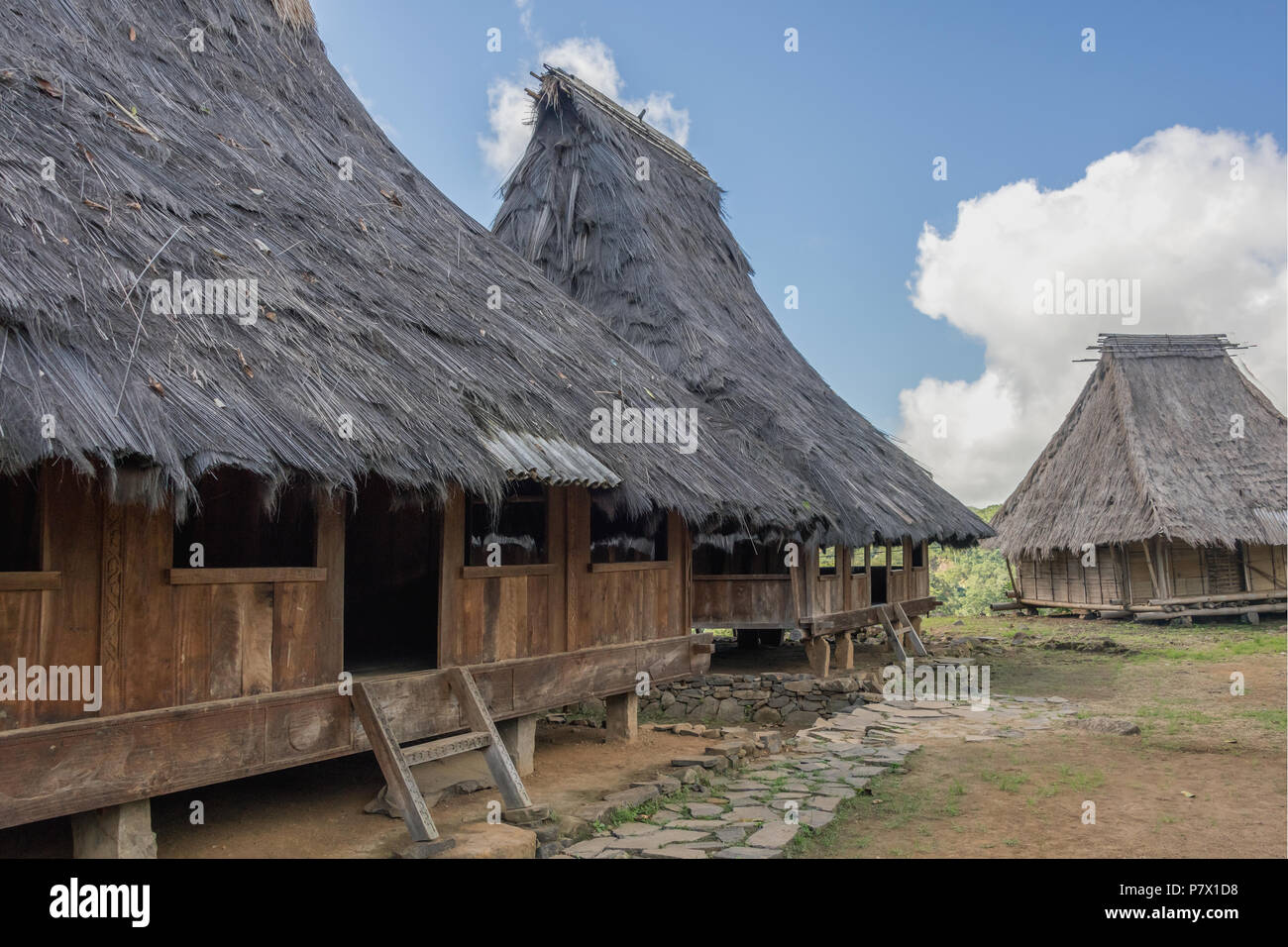 Traditional Lio house construction, Saga megalilthic village, Detusoko, East Nusa Tenggara, Indonesia Stock Photo