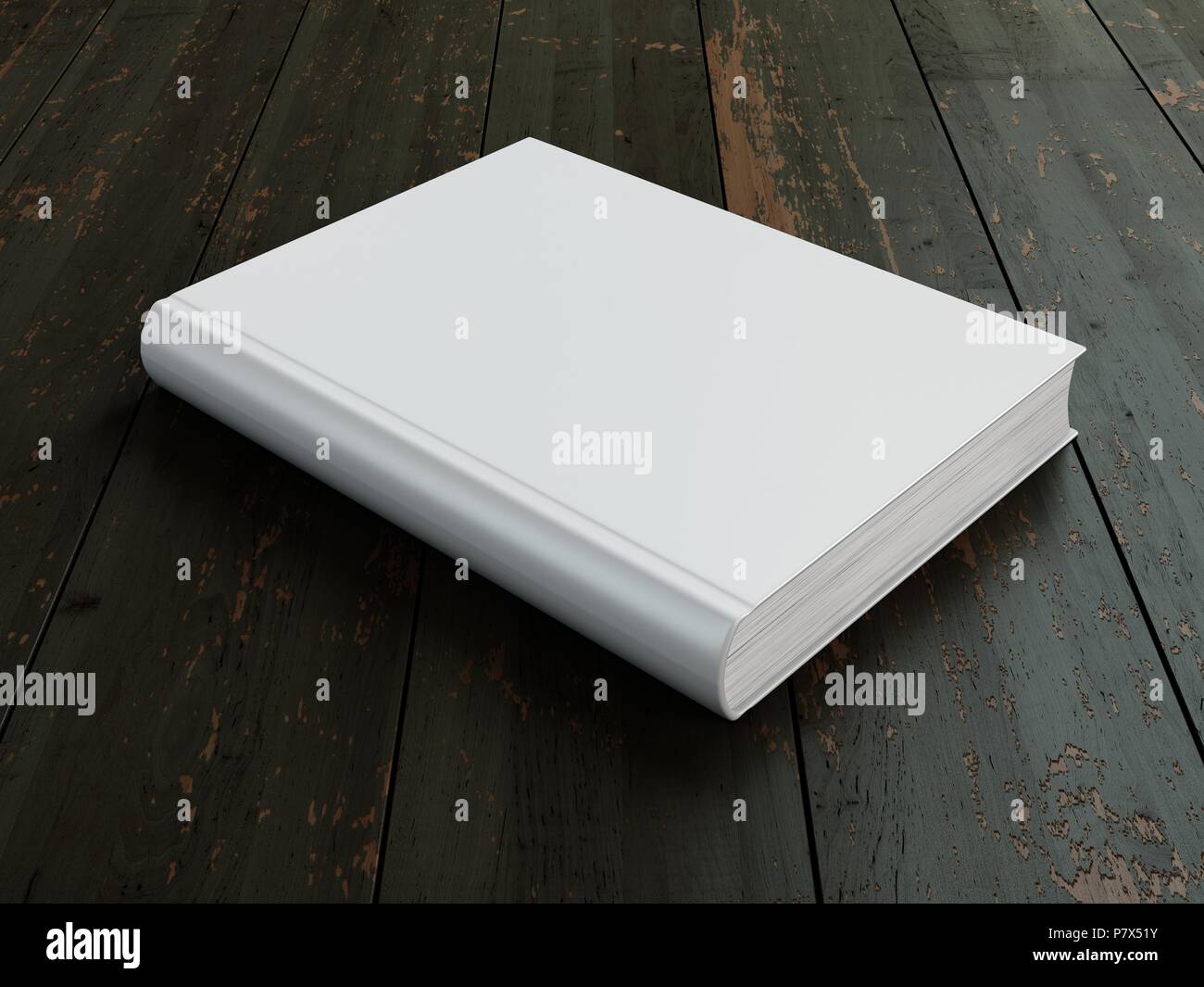 Blank hard cover book template on wood Stock Photo Alamy