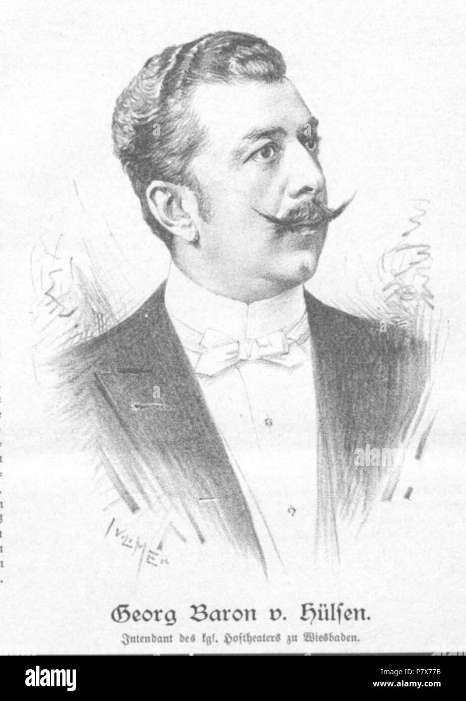 English: Portrait of Georg von Hülsen-Haeseler (1858-1922), Preussian official, director (Intendant) of a theater in Wiesbaden. 10 June 1894 170 Georg von Huelssen 1894 Vilimek Stock Photo