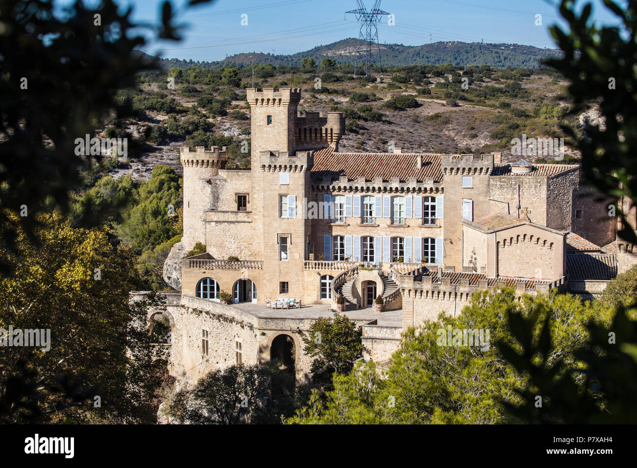 The castle of La Barben near Salon-de-Provence Stock Photo