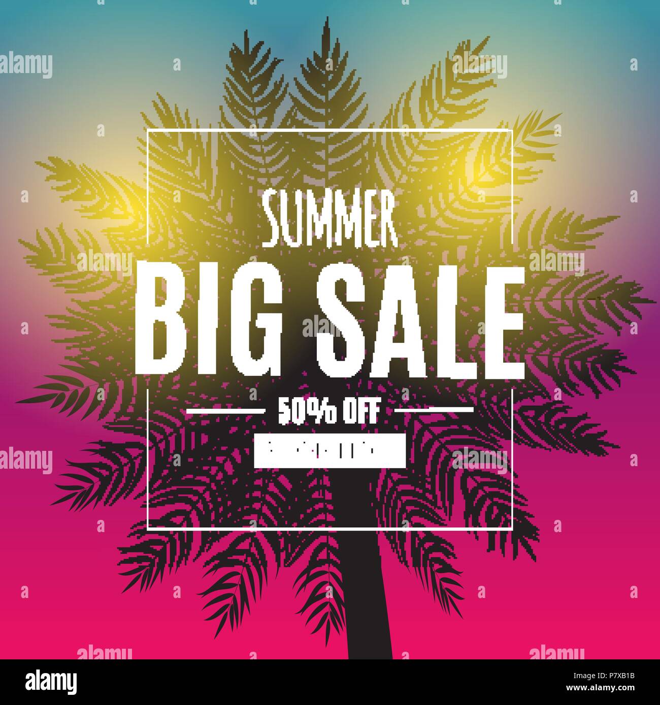 Abstract Summer Sale Background with Palm Leaves. Vector Illustration ...