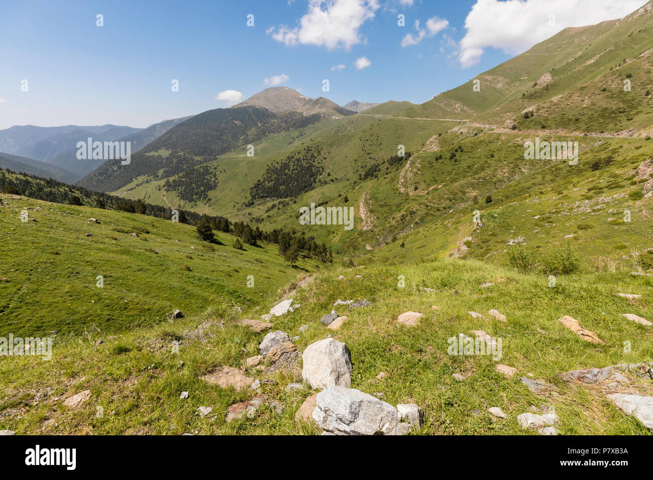 Landscape on the Coll de la botella in the area Pal Arisal in Andorra Stock Photo