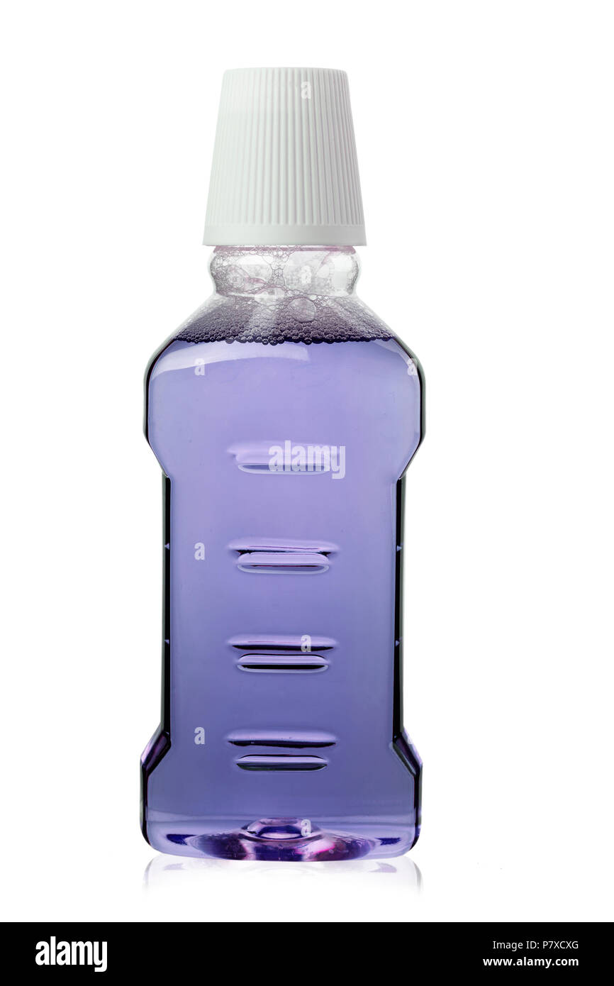 colored mouthwash isolated on white background. clipping path Stock