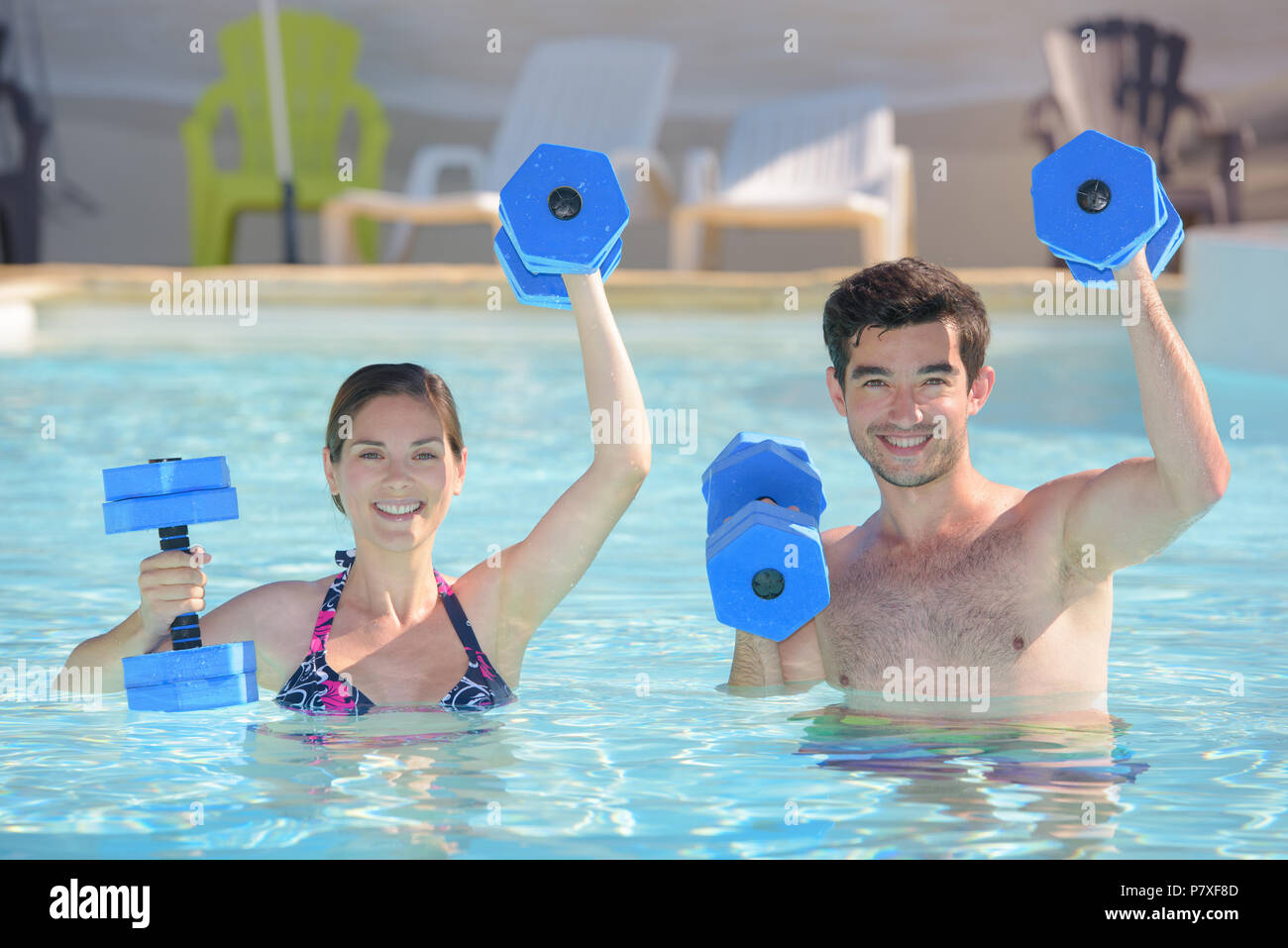 aquagym sport during the summer Stock Photo Alamy